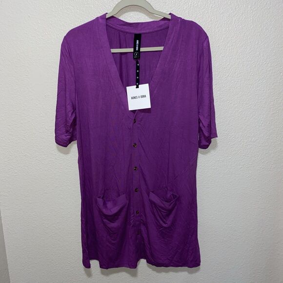 Agnes & Dora Sweaters - Agnes & Dora Welt Pocket Cardigan Size L Amethyst